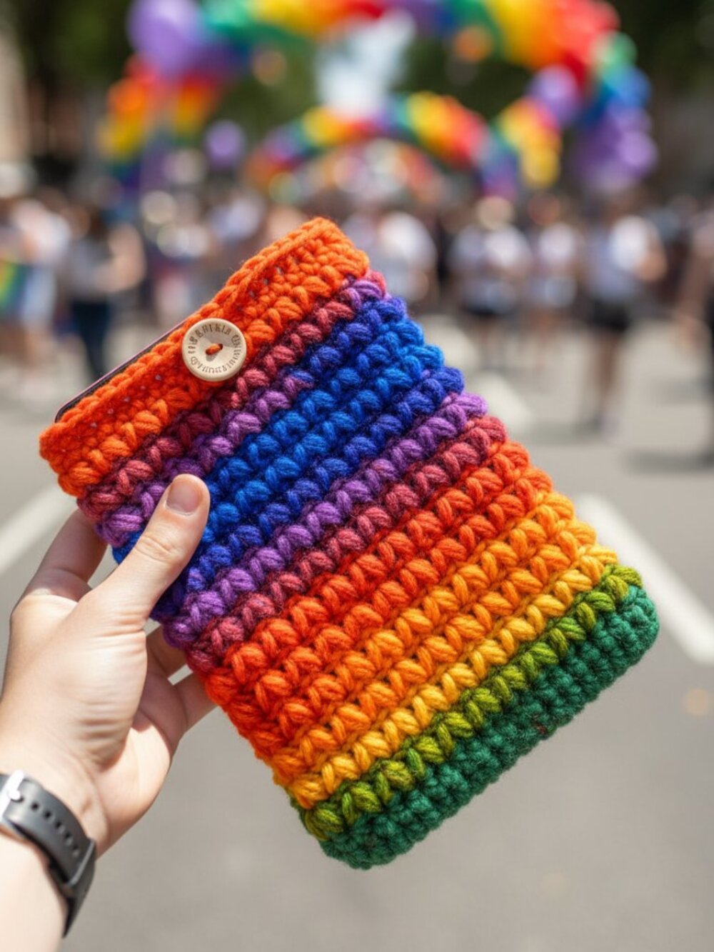 Kindle Paperwhite Sleeve — Pride Rainbow Crochet E-Reader & Paperback Book Cover